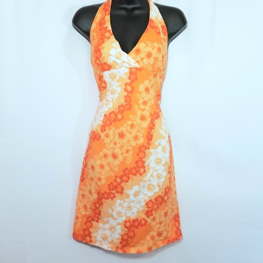 Orange and White Hawaiin Print Dress from Rave